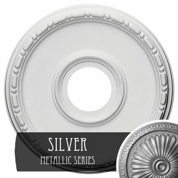 Ekena Millwork Medea Ceiling Medallion (Fits Canopies up to 5 3/8"), 16 1/2"OD x 3 7/8"ID x 1 1/2"P, Silver CM16MESLS - main